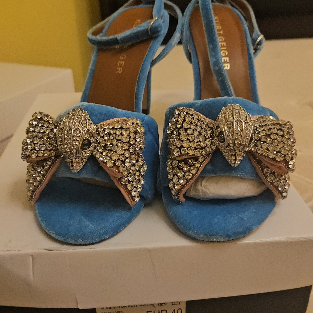 Kurt Geiger Blue Heels with Crystal Bow